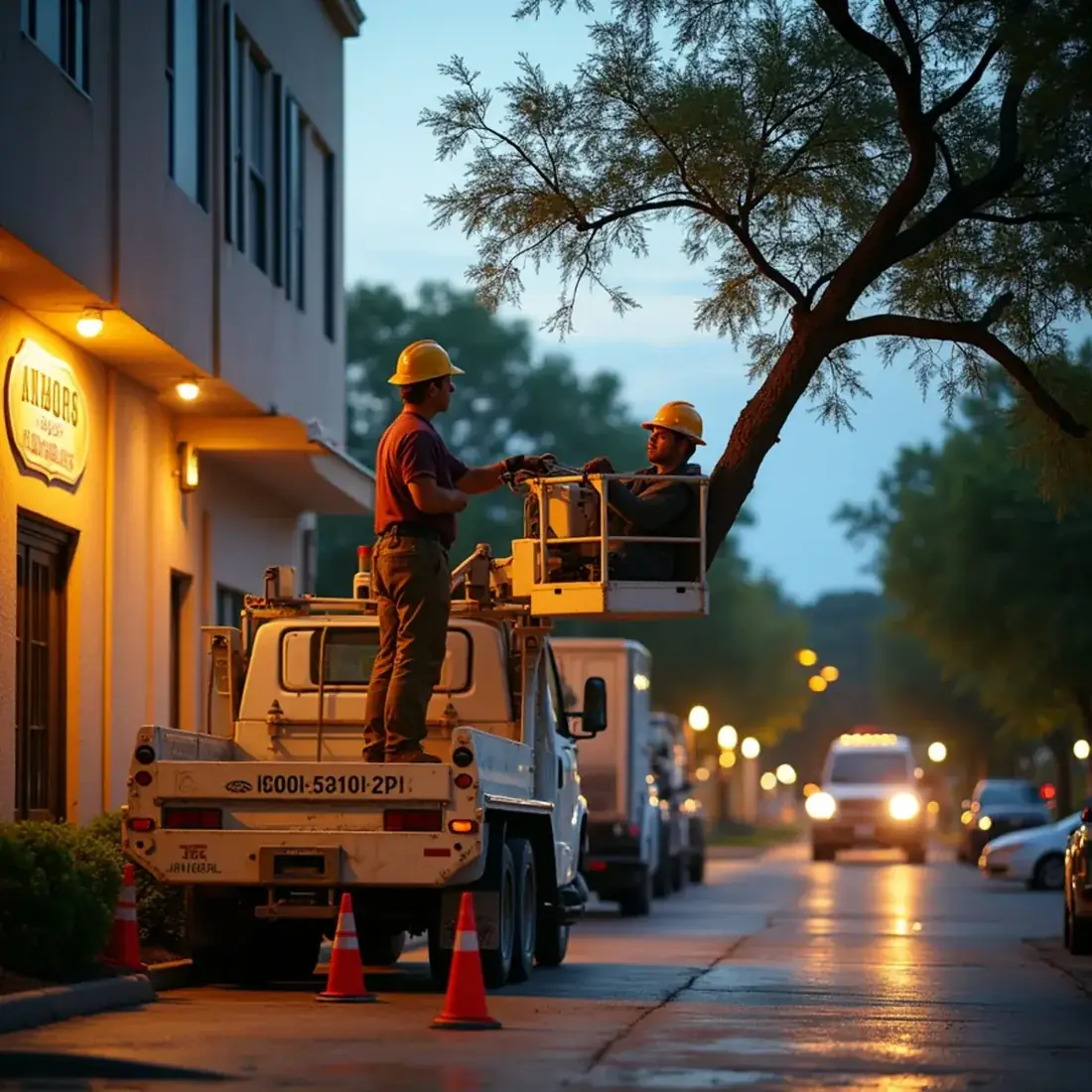 Cowboy Tree Care crew performing commercial tree service in San Antonio, TX