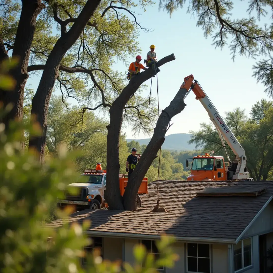 Cowboy Tree Care crew performing fallen tree removal in San Antonio, TX