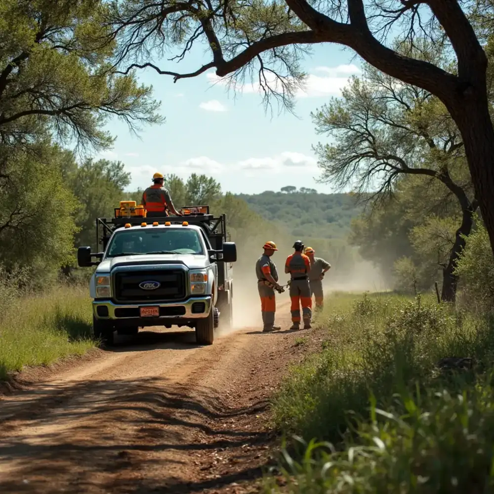 Tree service crew working in Cross Mountain, TX