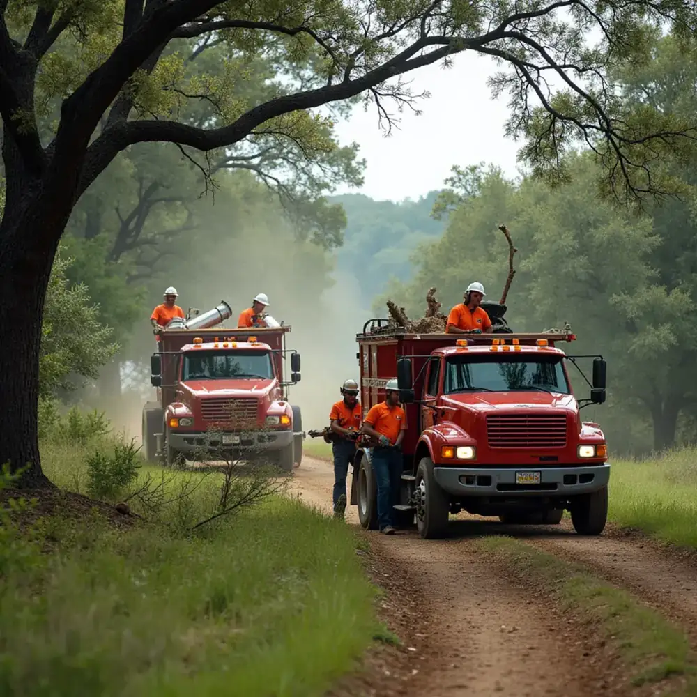 Tree service crew working in Dripping Springs, TX