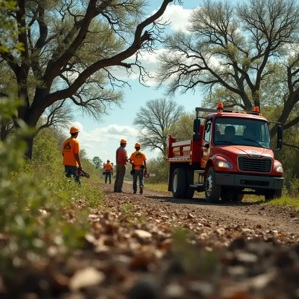 Tree service crew working in Jourdanton, TX