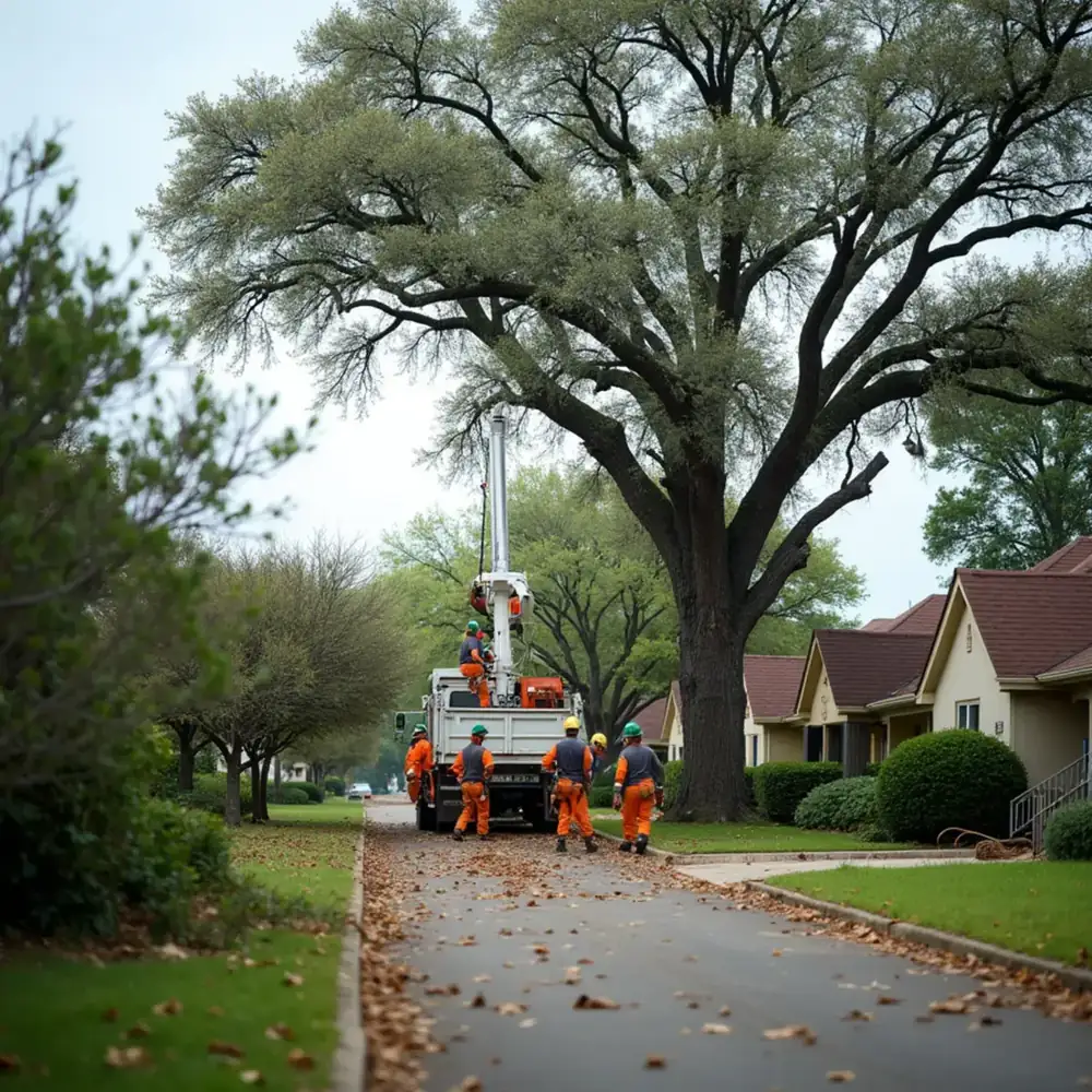Tree service crew working in Kirby, TX