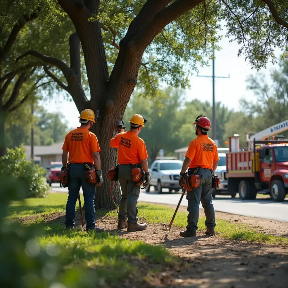Tree service crew working in Live Oak, TX