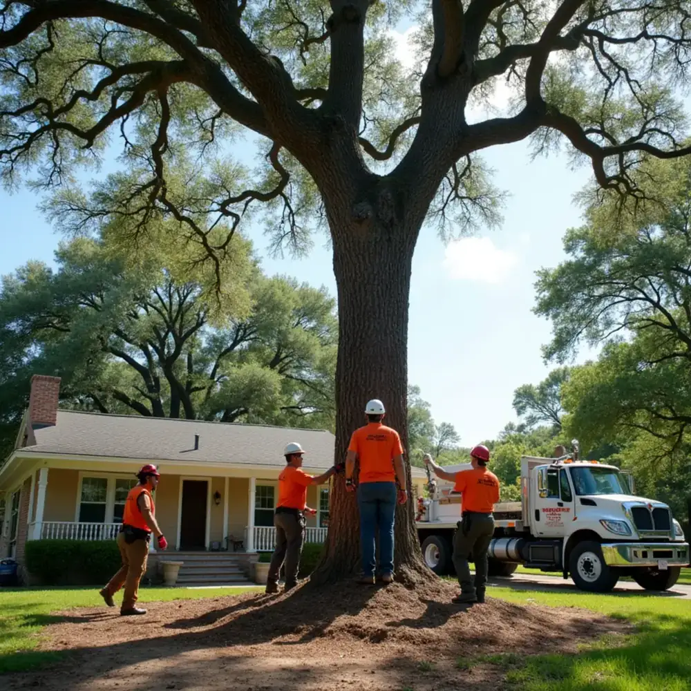 Tree service crew working in Lockhart, TX