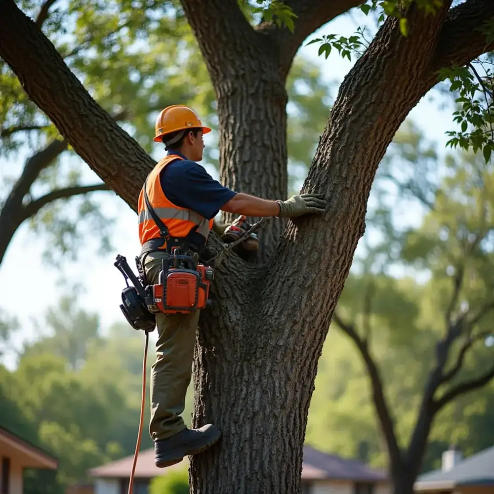 Tree service crew working in Seguin, TX