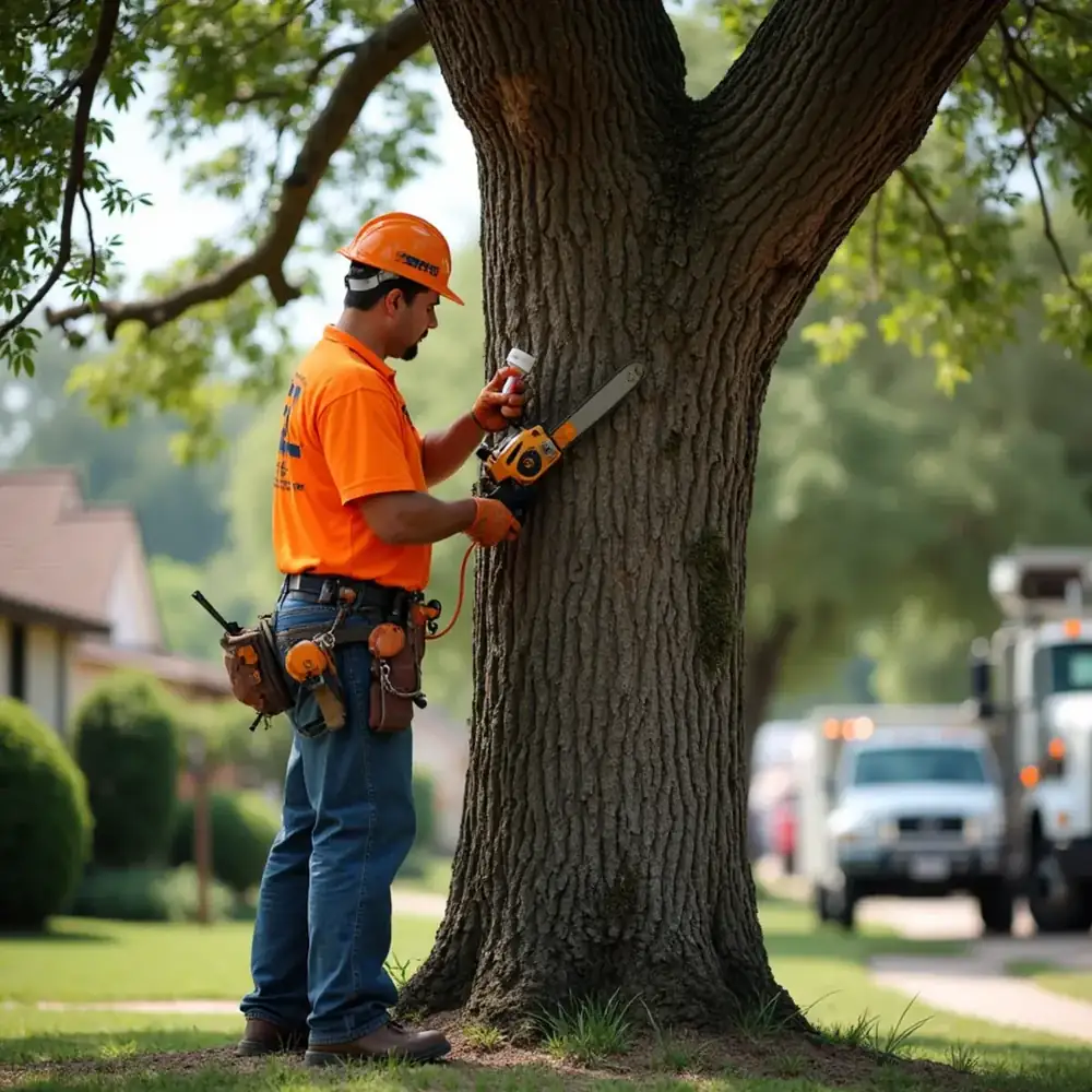 Tree service crew working in Stone Oak, TX