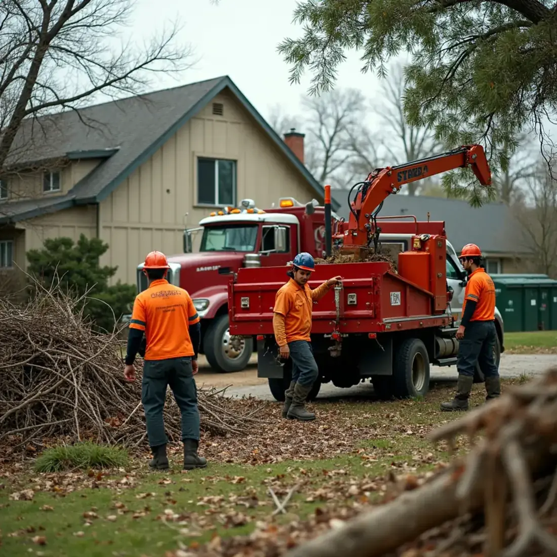 Cowboy Tree Care crew performing storm damage tree cleanup in San Antonio, TX