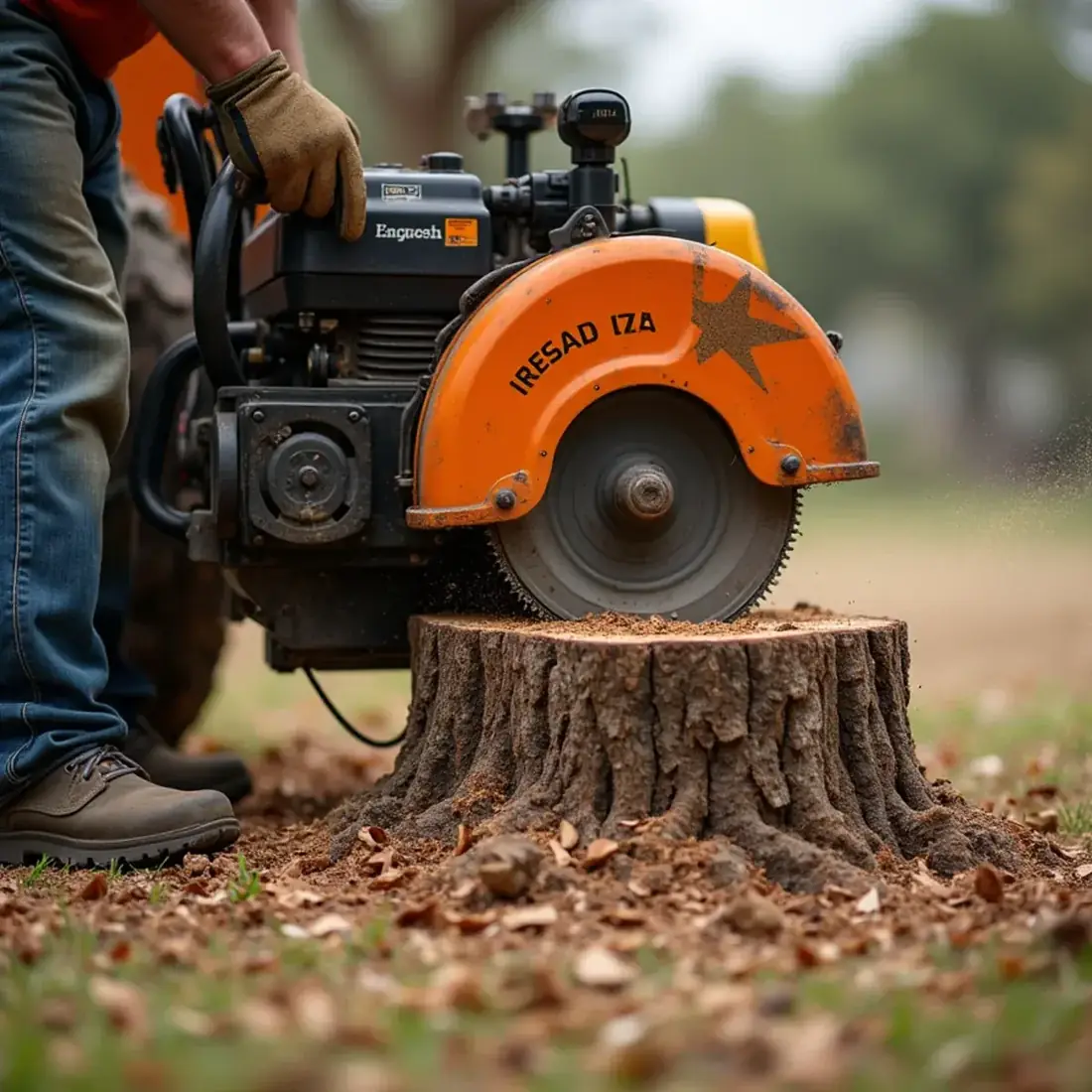 Cowboy Tree Care crew performing stump grinding & removal in San Antonio, TX